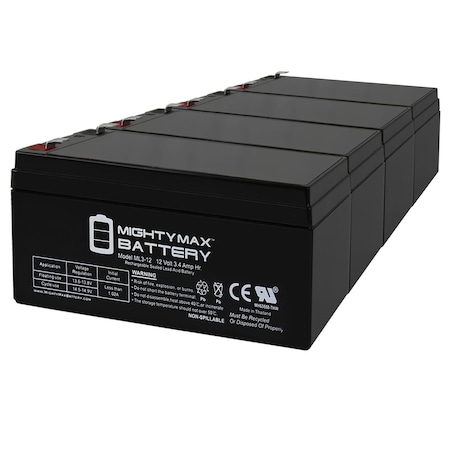 ML3-12 12V 3.4Ah Battery Replacement For Aequitron 8850 PORTAAVAC - 4PK